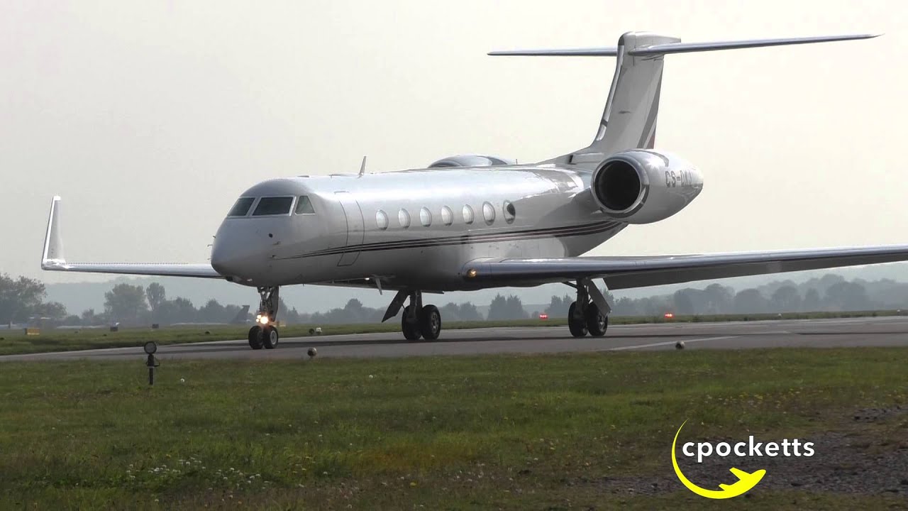 Beautiful NetJets Gulfstream G550 CS-DKJ -Landing & Powerful Take off- London Oxford Airport