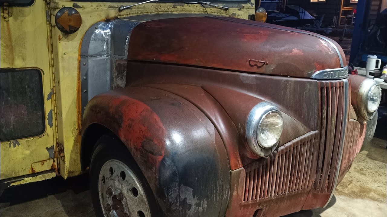 Автобус Studebaker, часть третья. Передний зажим установлен, 10-рычажное соединение переделано.