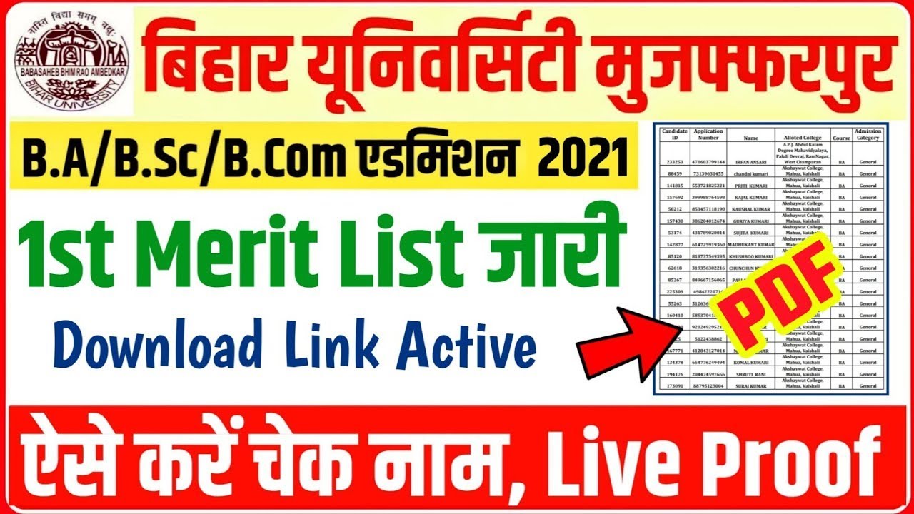 Brabu ug merit list 2021 बिहार यूनिवर्सिटी ने जारी की स्नातक की मेरिट लिस्ट ऐसे करे download
