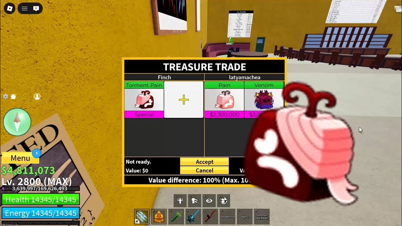 [Blox Fruits] Trading TORMENT PAIN And Rating Other players offers!! 