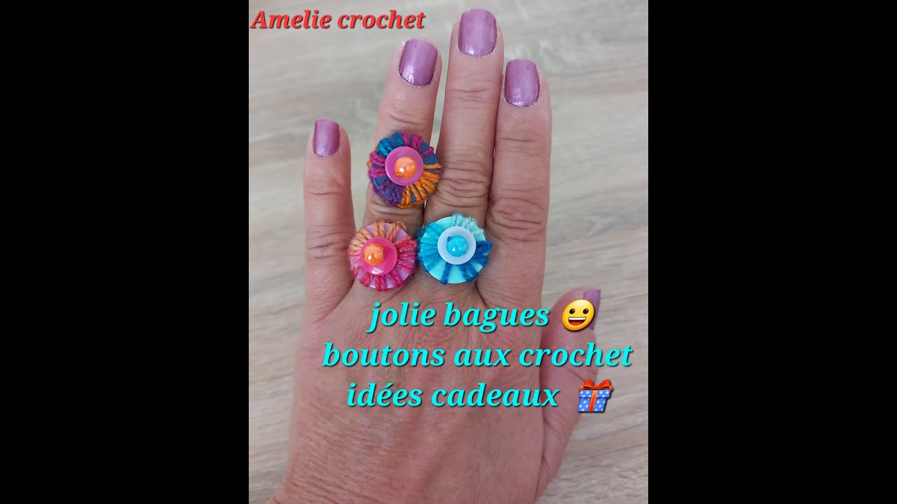 bague bouton au crochet idée cadeaux !!
