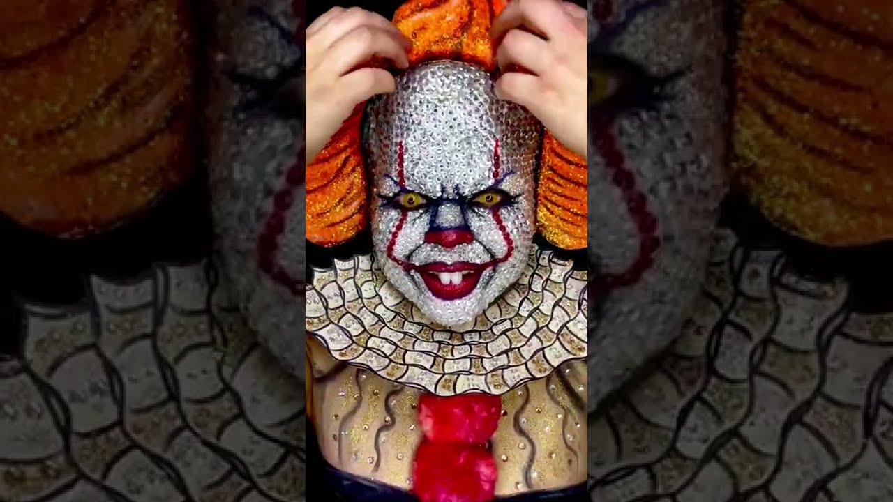 Pennywise IT Clown Rhinestone MAKEUP REMOVAL | Halloween Makeup | ASMR #shorts #sfxmakeupremoval