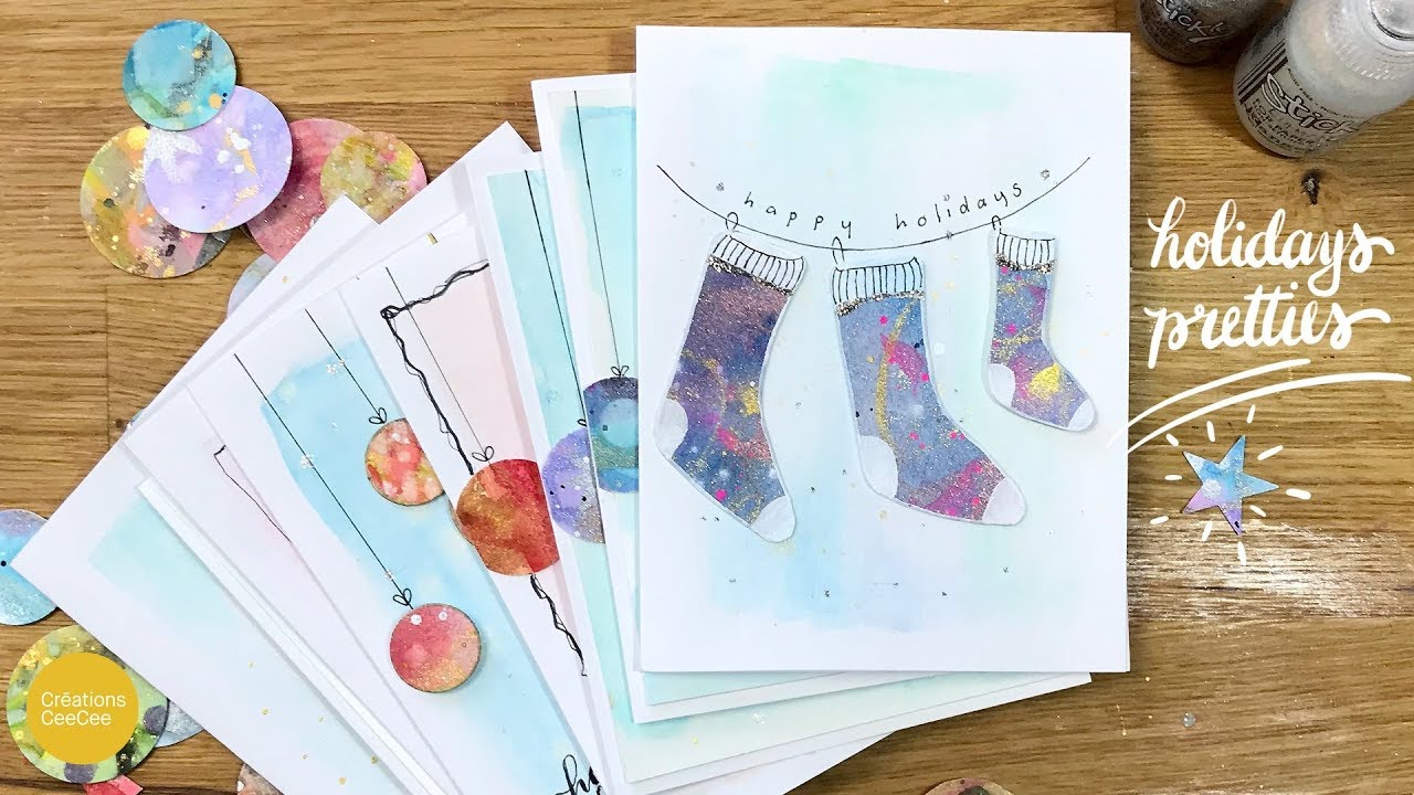 how to recycle watercolor paintings: quick & easy holiday greeting cards