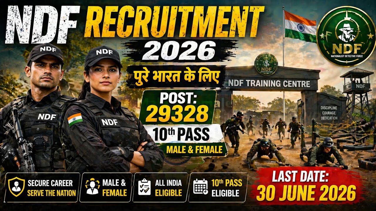 NDF Recruitment 2026 ! Notification ! 10 Pass ✅ Nationalist Detective Force New Vacancy 2026 #sscgd