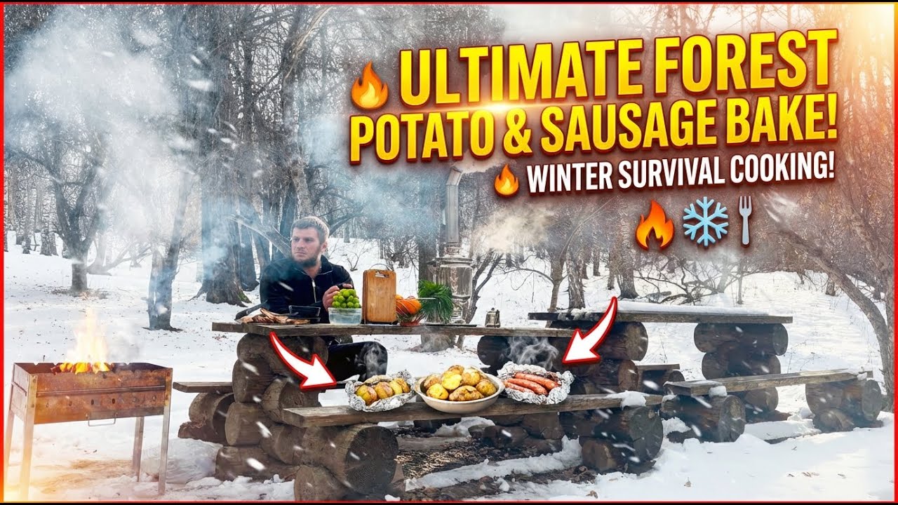 Cozy Snowy Day Cooking | Roasted Potatoes & Samovar Tea ASMR