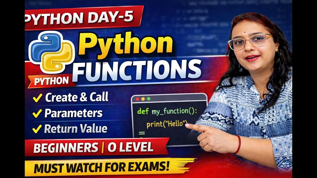 Python Functions Explained 🔴 | User Defined Functions | Beginners | O Level | Live Class