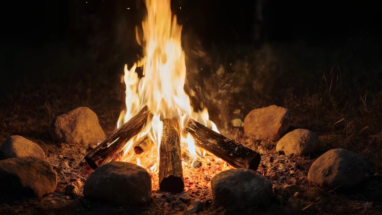 Cozy Campfire 🔥 1 Hour Relaxing Fireplace Ambience for TV & Sleep
