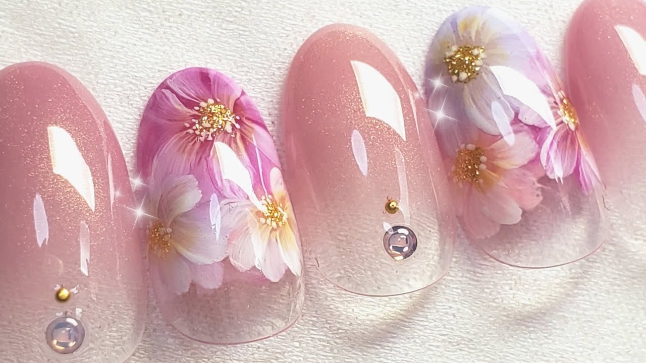 春の３色フラワーネイルアート♡spring flowers nailart