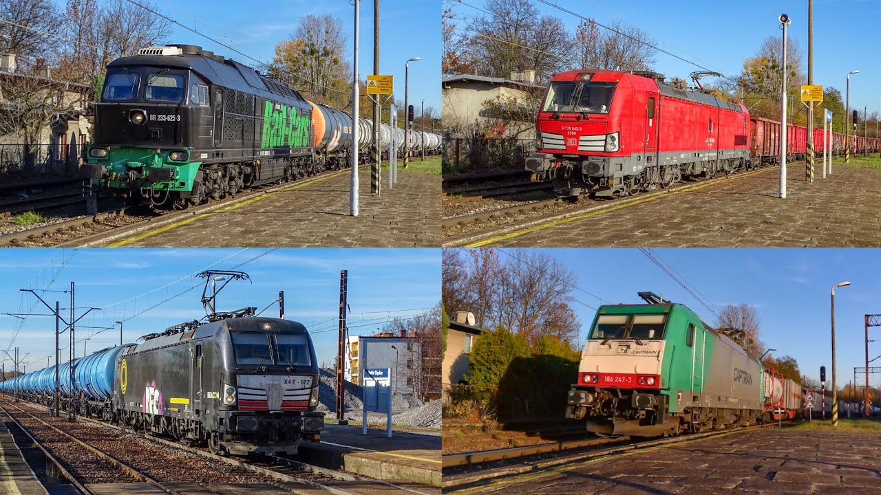 Osiem towarowych i nie tylko w słoneczne popołudnie w Nakle Śląskim | 04.11.2025