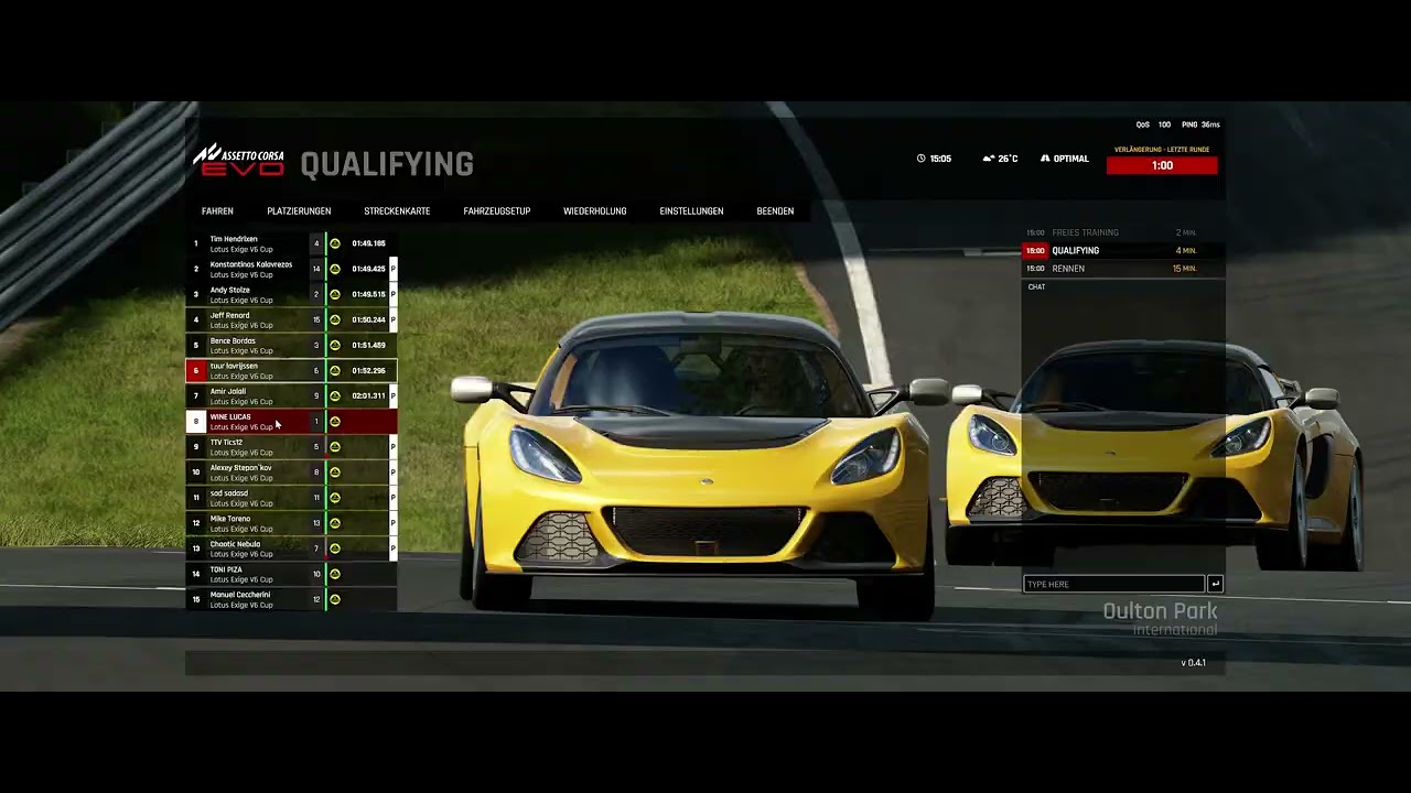 AC Evo Ranked Daily V6 Cup im  Lotus Exige V6 Cup  auf Oulton Park International [4Kp60]