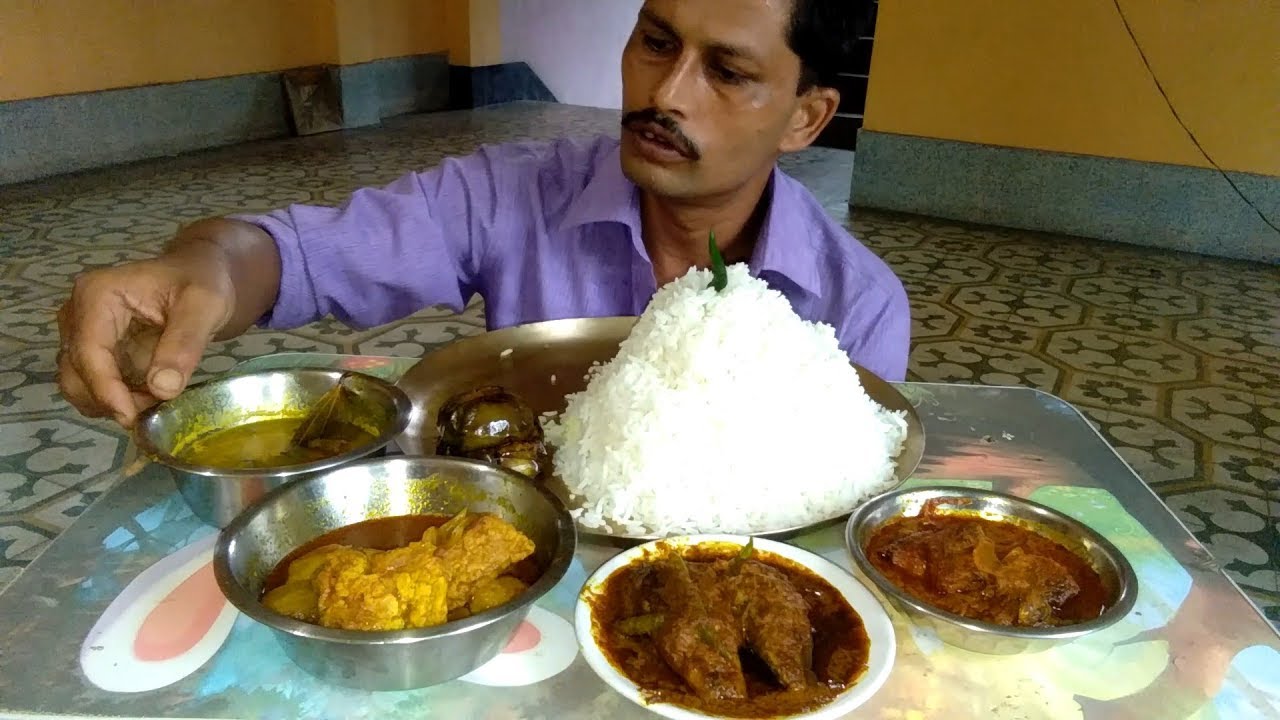 Too Much Extra Rice with Boil Egg Curry - Katla Fish Curry - Curd Pointed Gourd