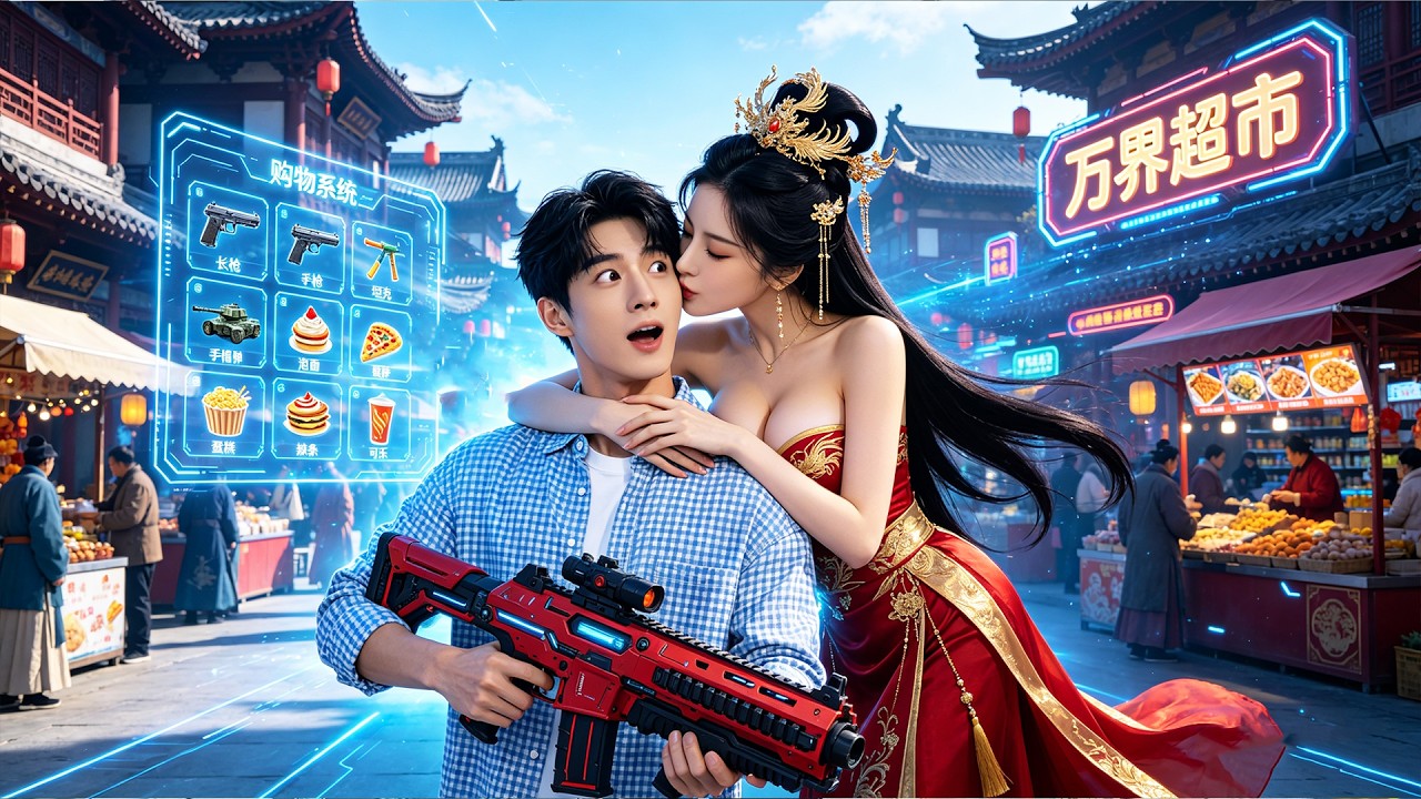 窮小夥從【萬界超市】穿越到古代，敵國大軍壓境，他反手從超市掏出AK47，絕美女帝跪求聯姻爽翻天！