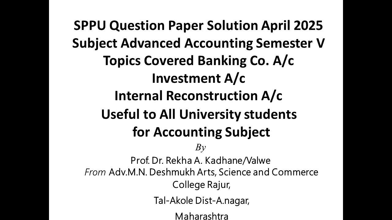 SPPU Question paper Solution  Advanced Accounting I Sem. V April 2025