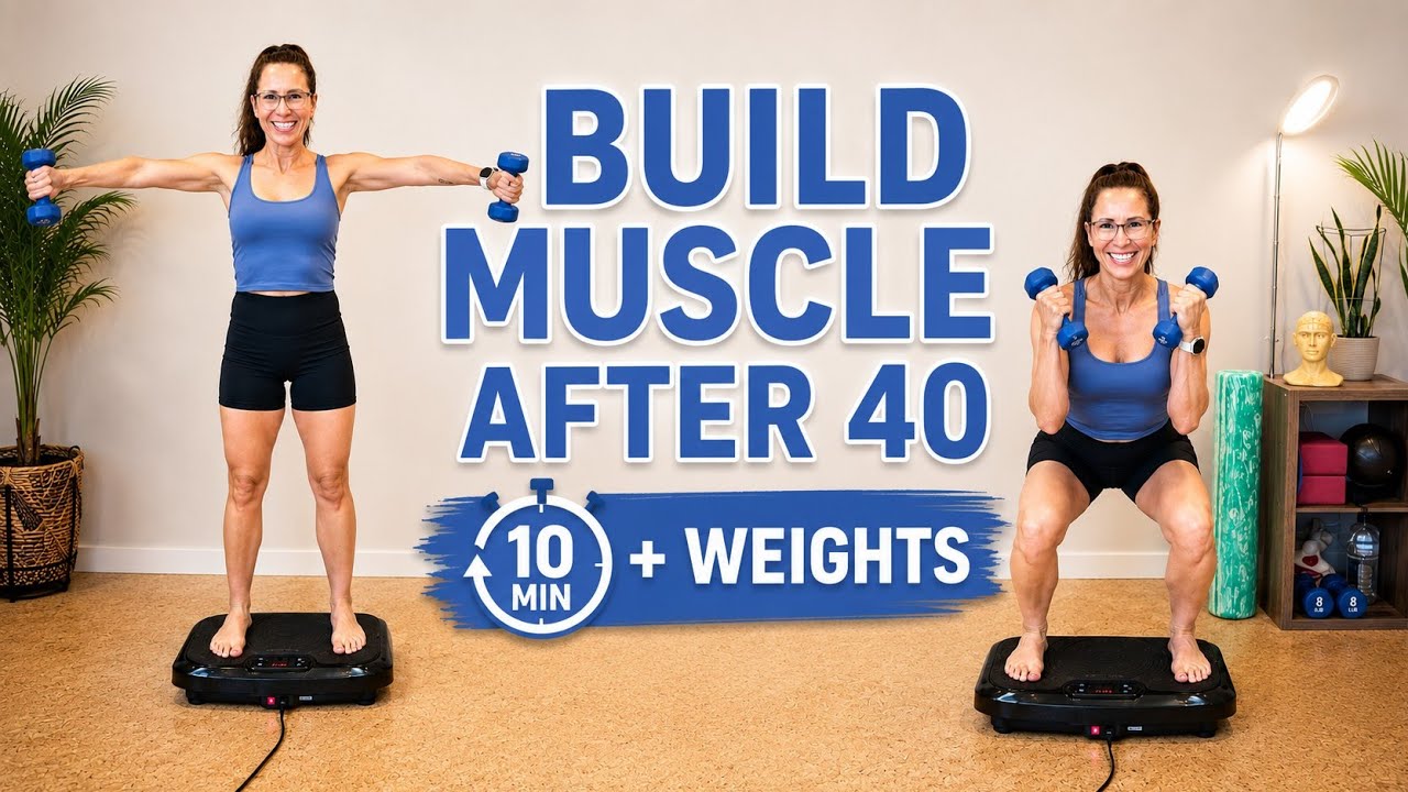 Build Muscle After 40 | 10-Min Vibration Plate Workout with Weights