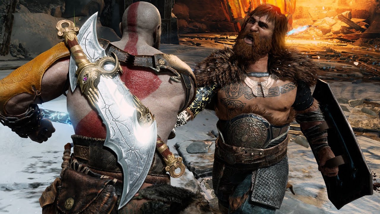 God of war + Thor‘s sons Modi & Magni vs Kratos Lv 1