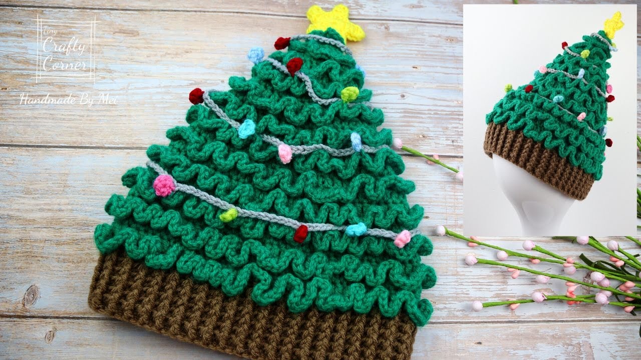Crochet Christmas Tree Hat Tutorial For Adult *UPDATE*
