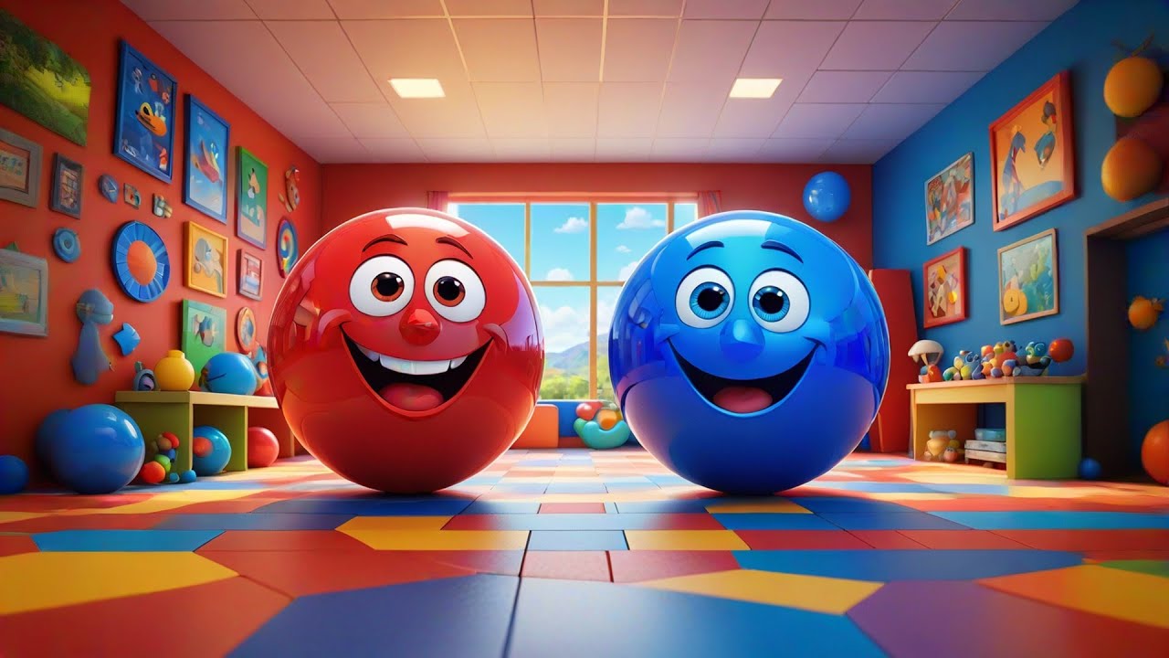 Four Bouncy Balls Learn Their Sizes | Fun Counting and Size Learning Song for Kids | Nursery Rhymes