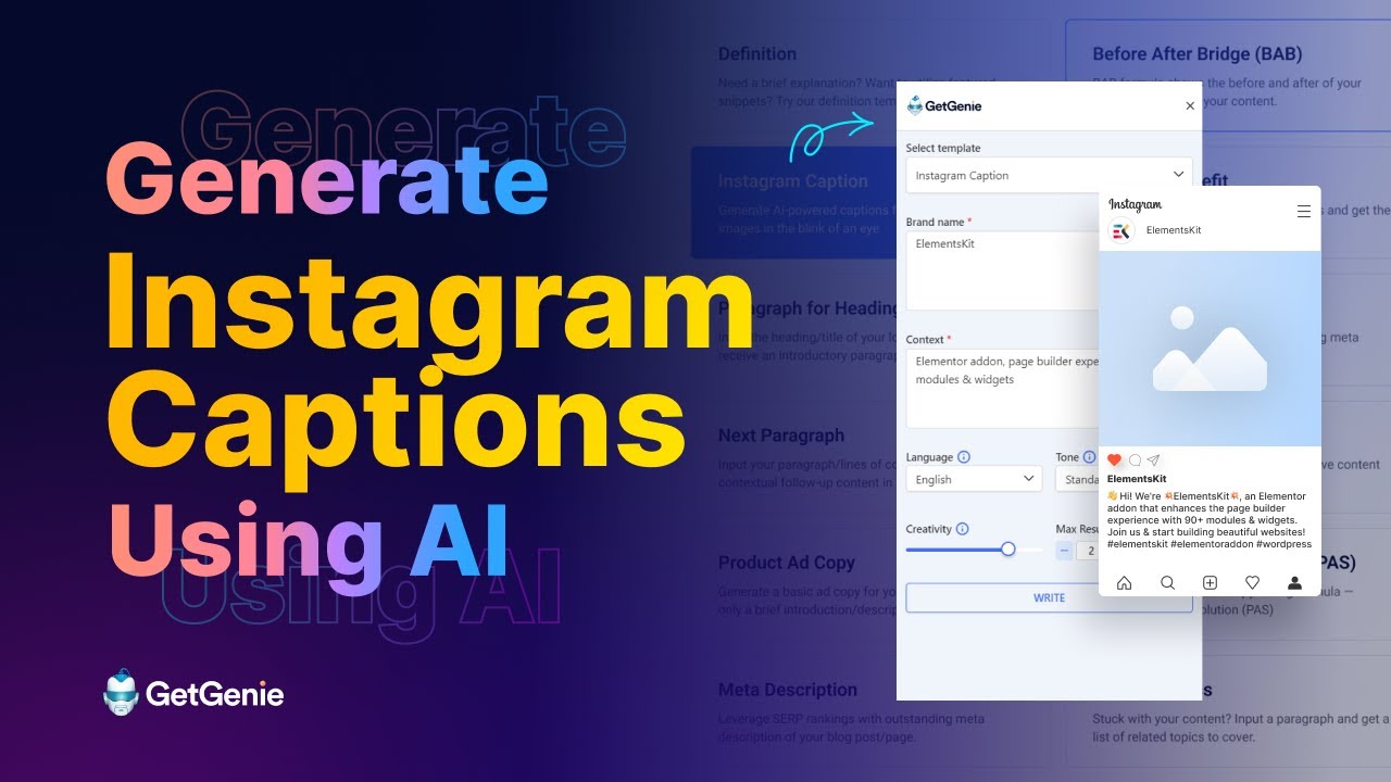 How to Generate Engaging Instagram Captions Using AI - GetGenie