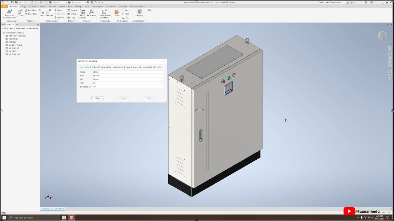 P3. Inventor 2022 - Practical industrial electrical cabinets