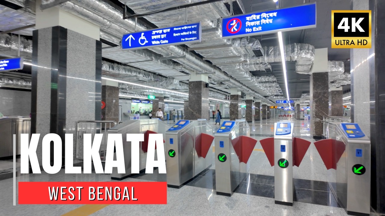 【India Walk 4K】Kolkata Esplanade to Airport by Newly Opened Metro Line｜2025
