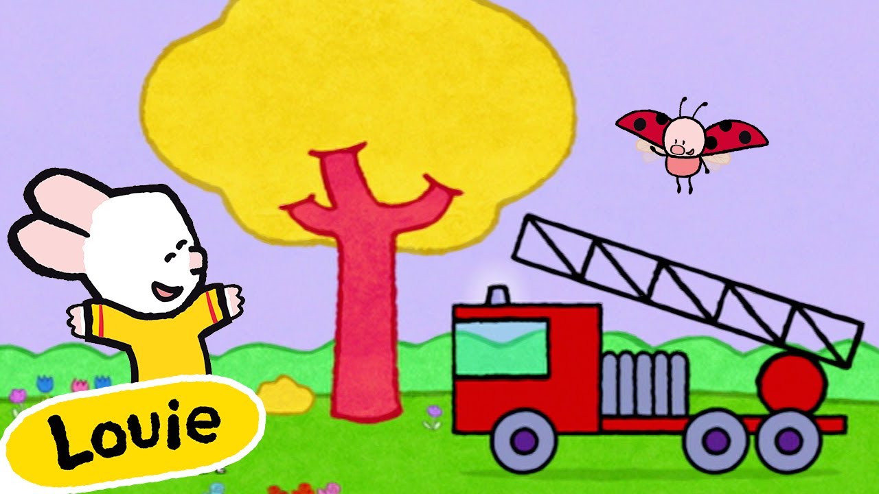 Louie, Draw Me A Fire Engine  🎨 ✐ Drawing Videos For Kids ✐ | Cartoons for Kids