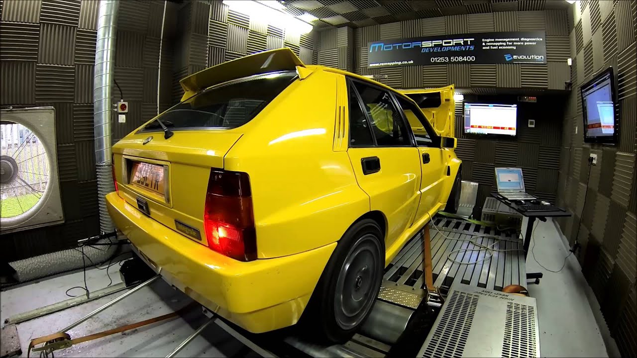 Lancia Integrale on the Dyno at Motorsport Developments In Blackpool Lancashire
