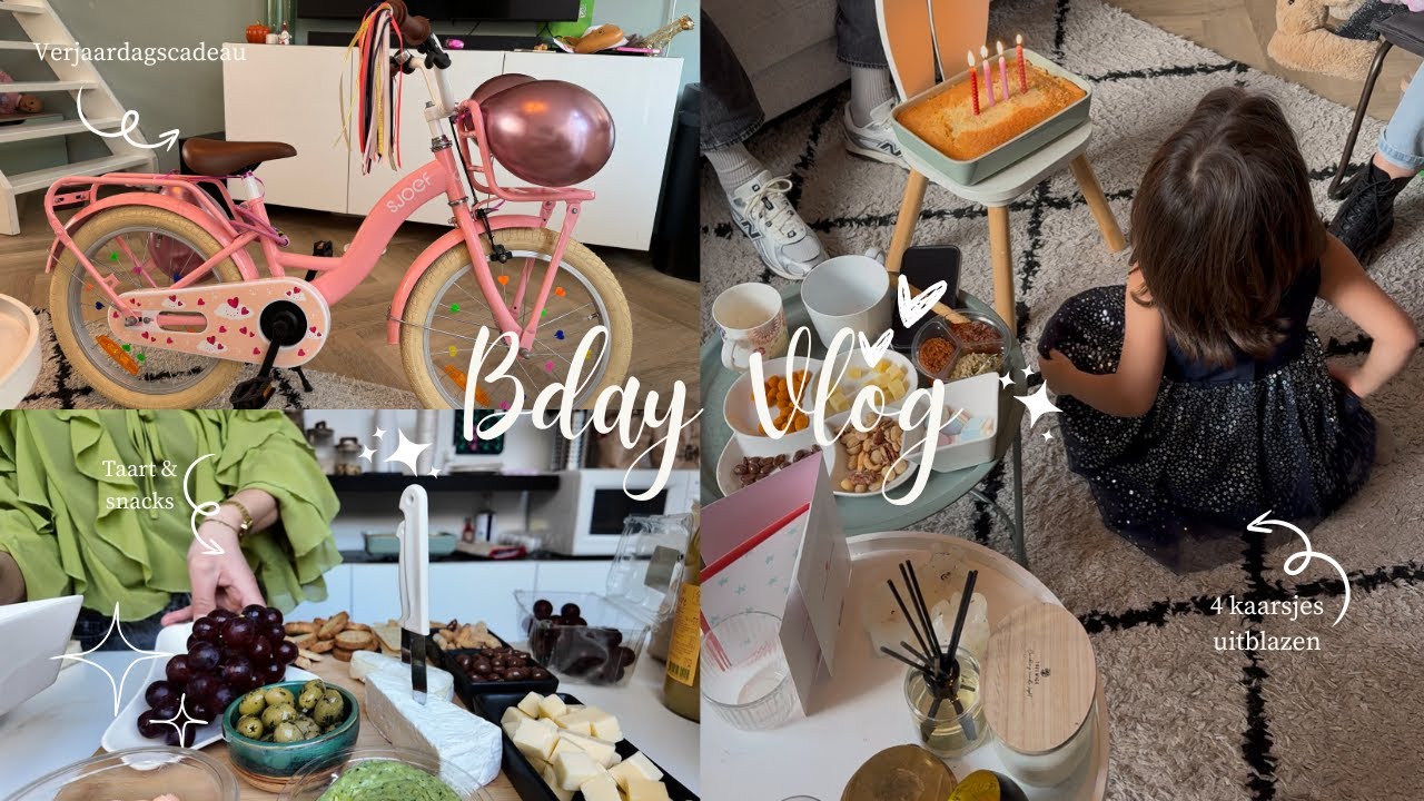 Hoera Noor 4 jaar! Cadeau, versiering en taart, verjaardagsfeestje 🎂 | B-DAY VLOG 