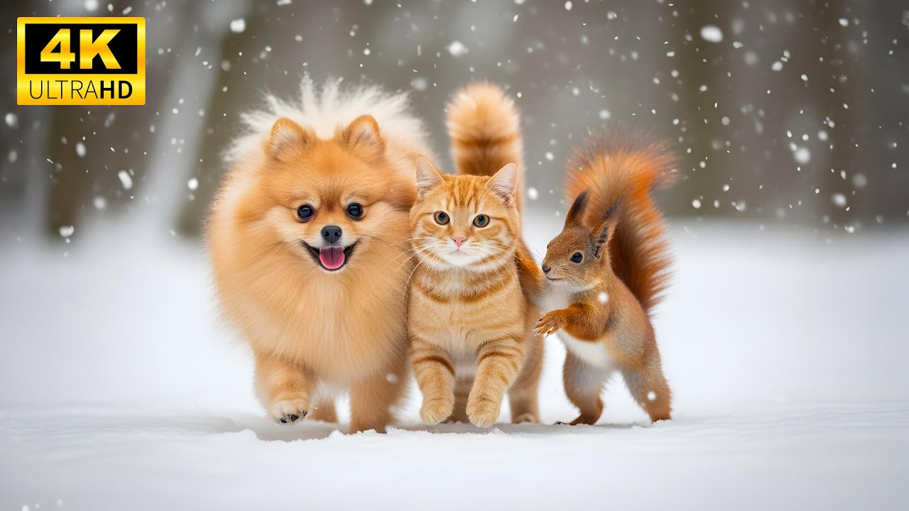 Baby Animals 4K With Calm Piano Sounds - Funny Young Wild Animals (Colorfully Dynamic)
