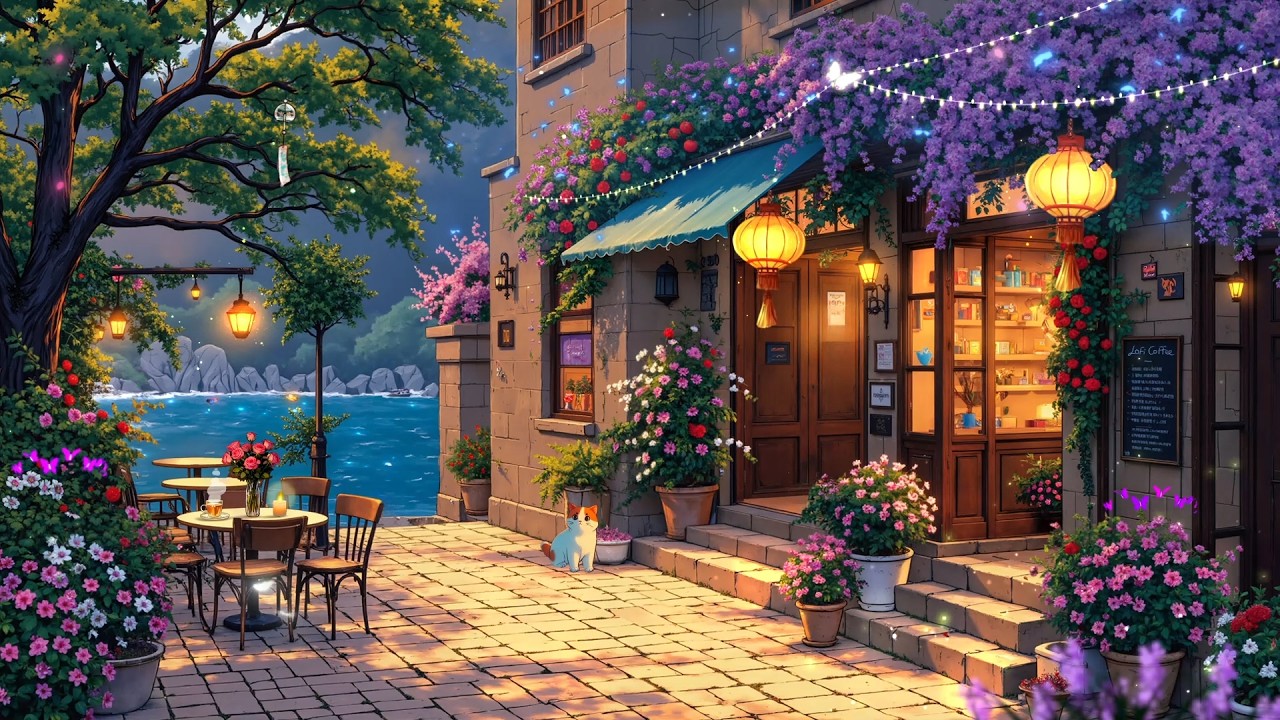 Calm Coastal Cafe ☕ Soft Lofi Beats For Late Night Vibe 🌊 Relaxing Summer Lofi to Heal Your Mind