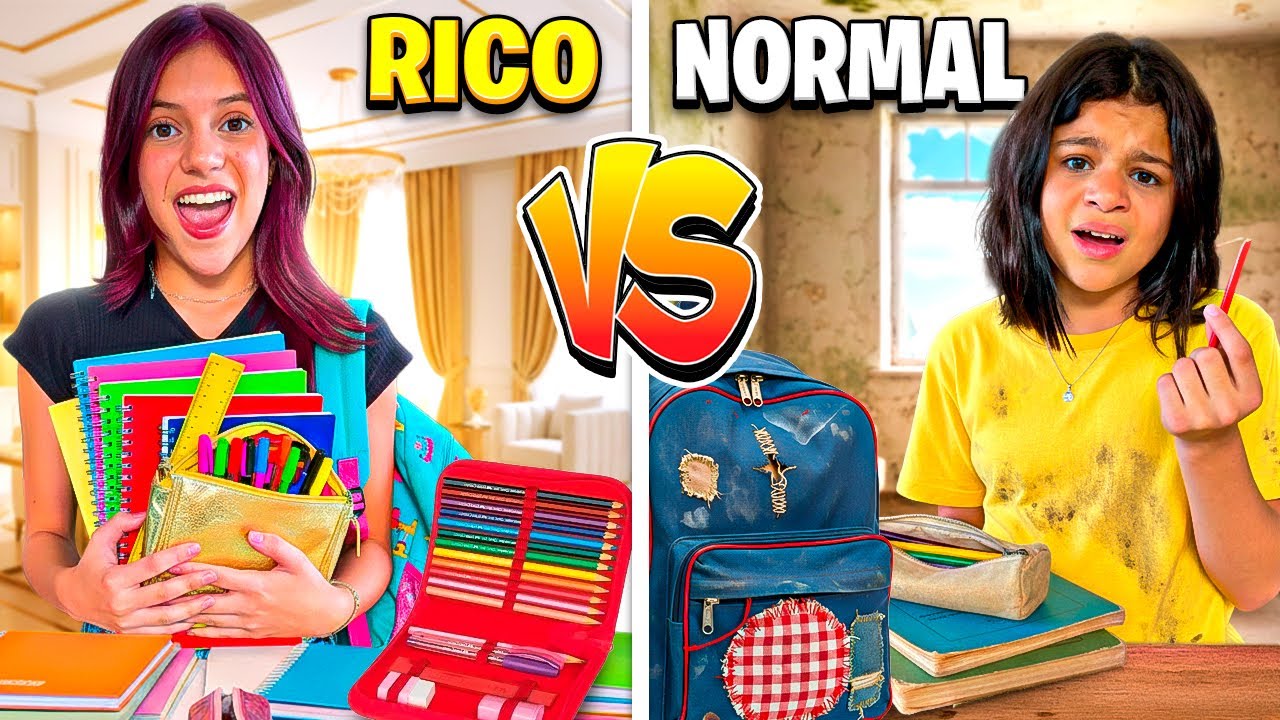 Família rica vs família pobre comprando material escolar(Jéssica Sousa)