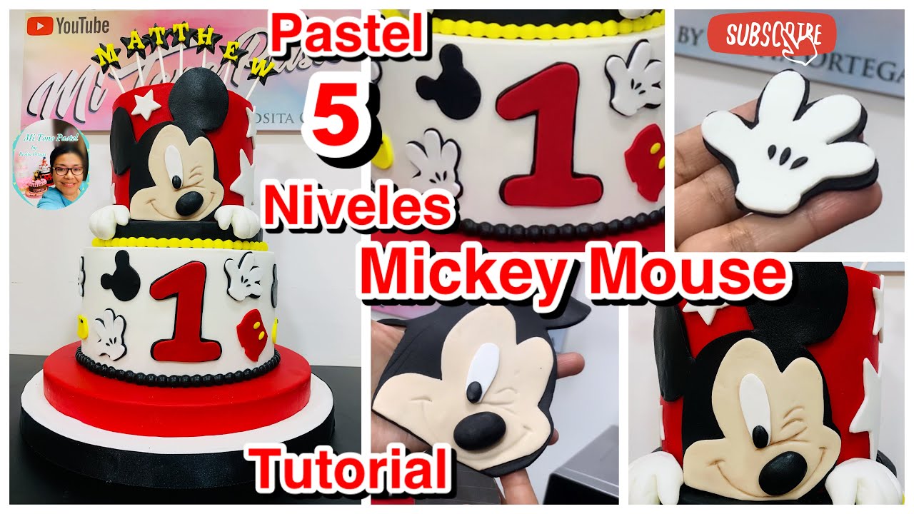 5 Niveles Mickey Mouse Pastel 2D ( Tutorial Decoración Fondant)