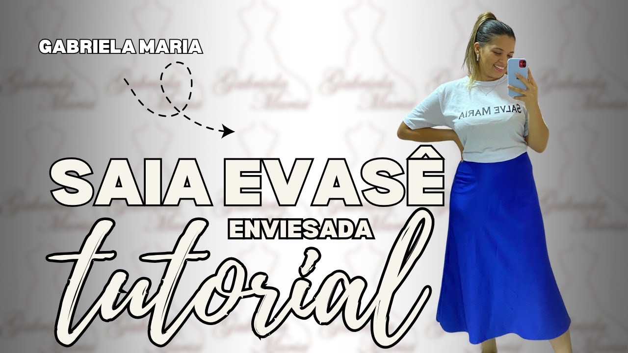 Saia evasê enviesada - passo a passo molde e costura