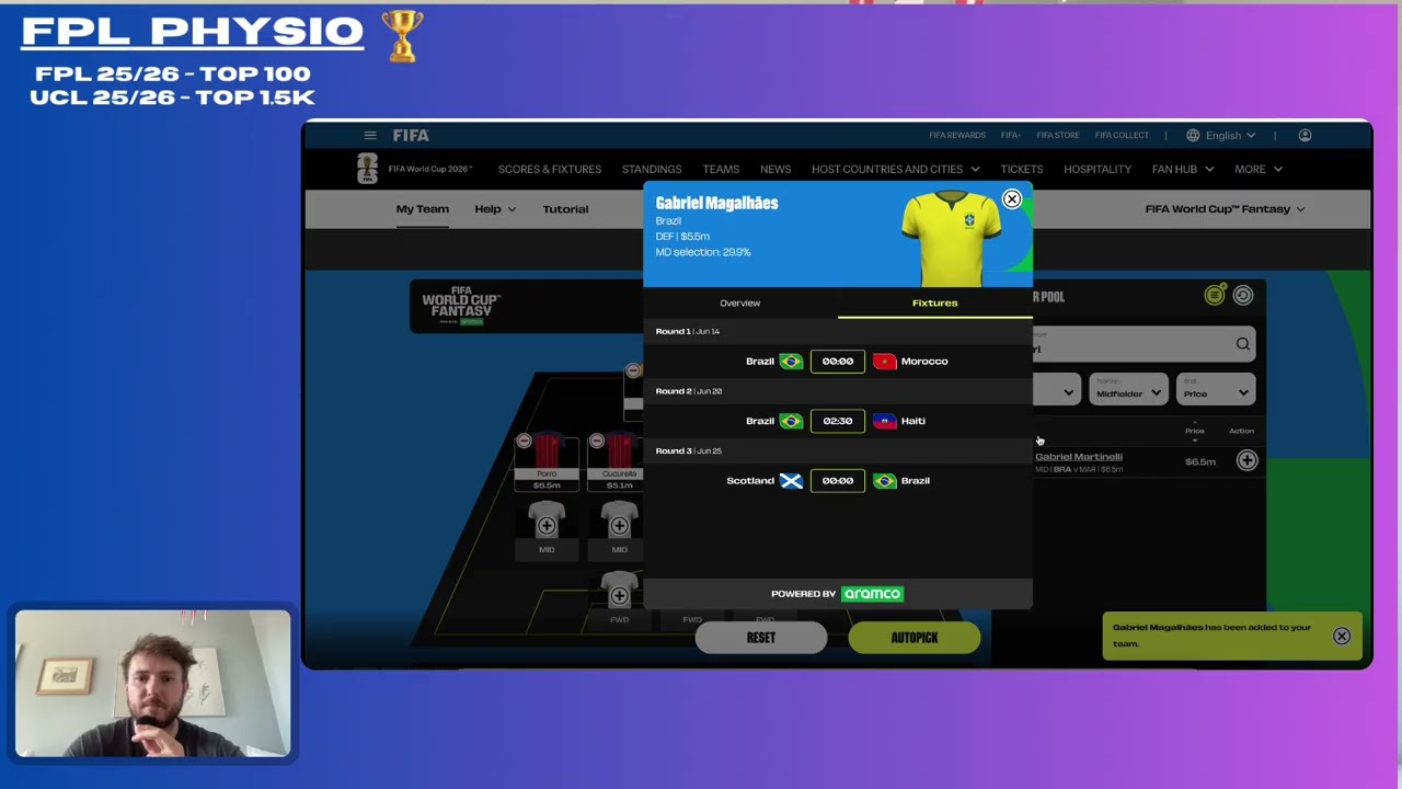 FIFA World Cup Fantasy | First Draft with a Prediction Model |