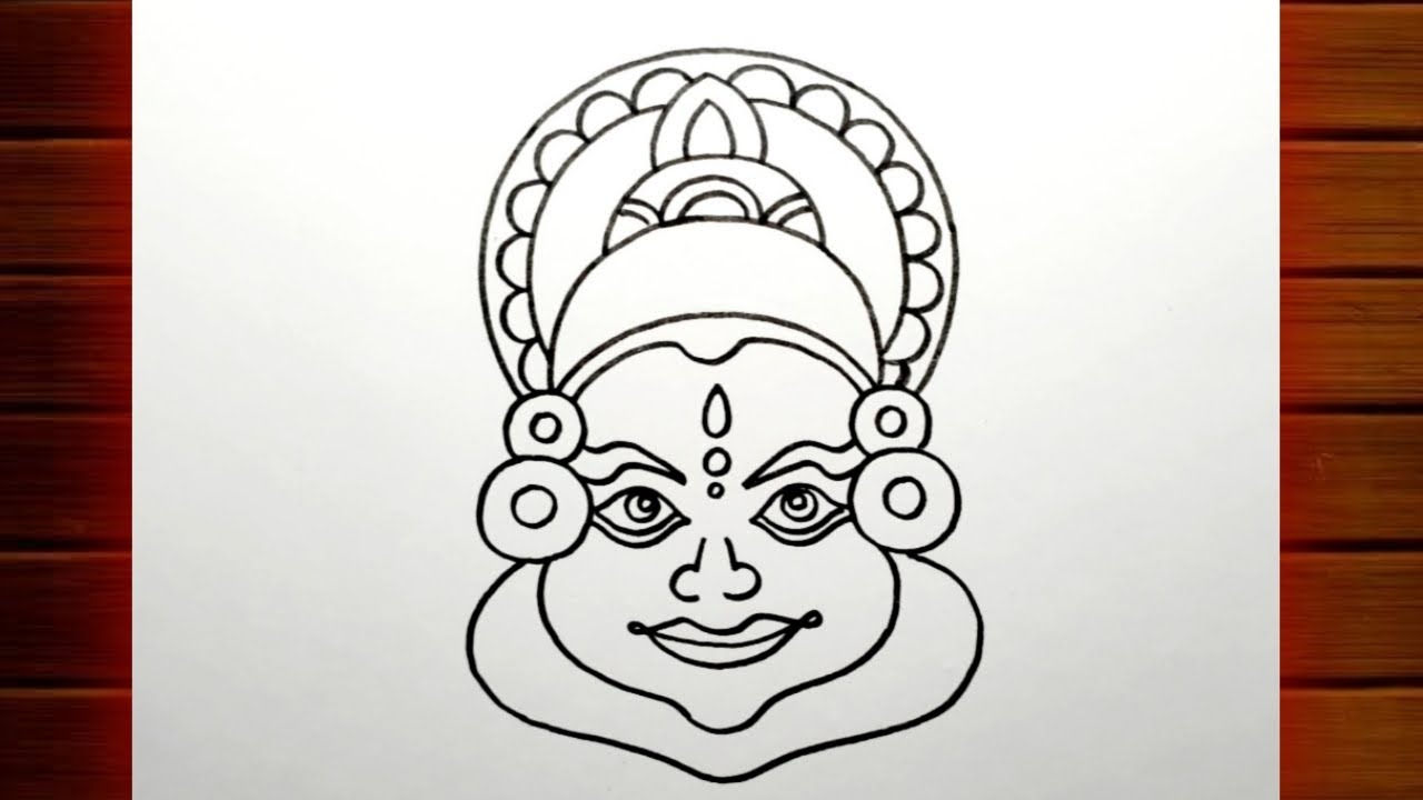 kathakali Drawing Step by Step || Onam Festival Special Drawing || How to Draw Kathakali..