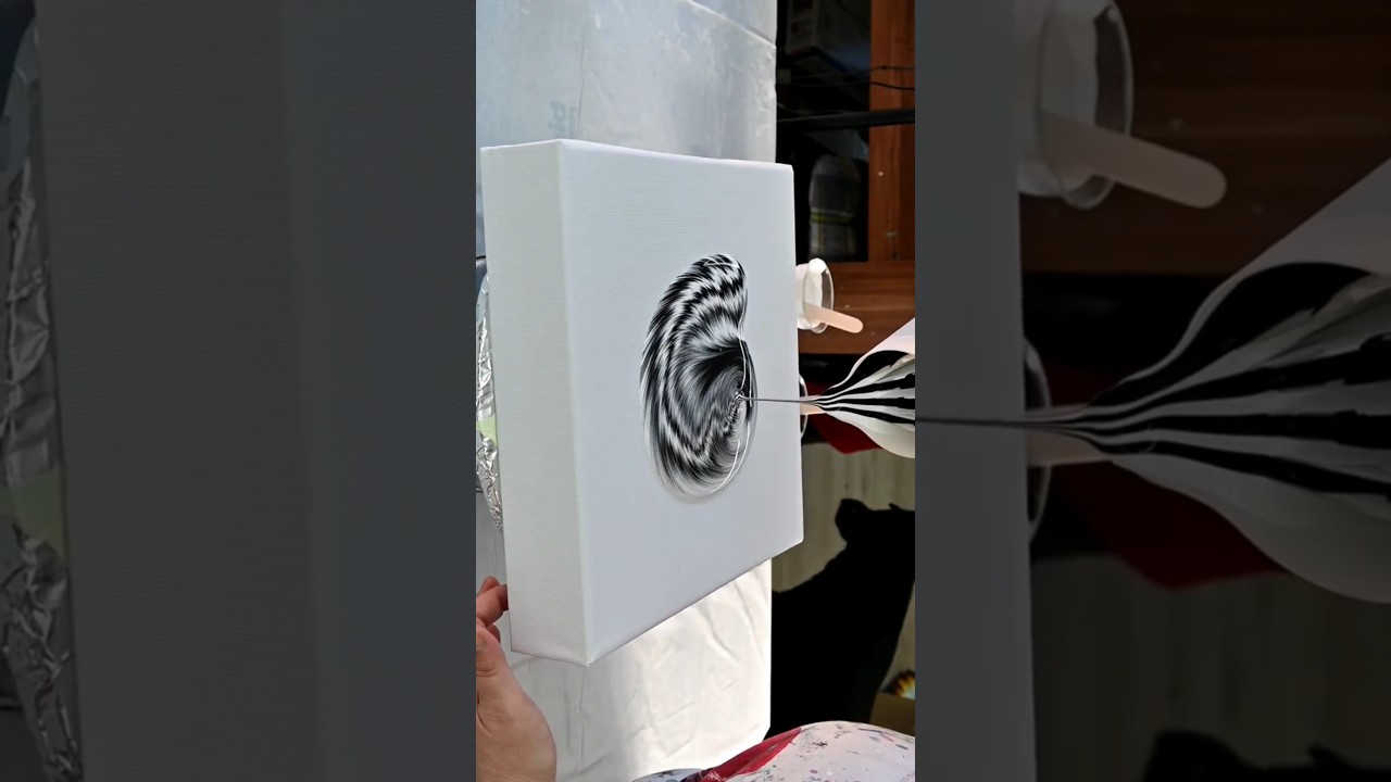 Relaxing Black & White Split Cup Pour 🤍🖤 #art #acrylicpouring  #fluidartist #painting
