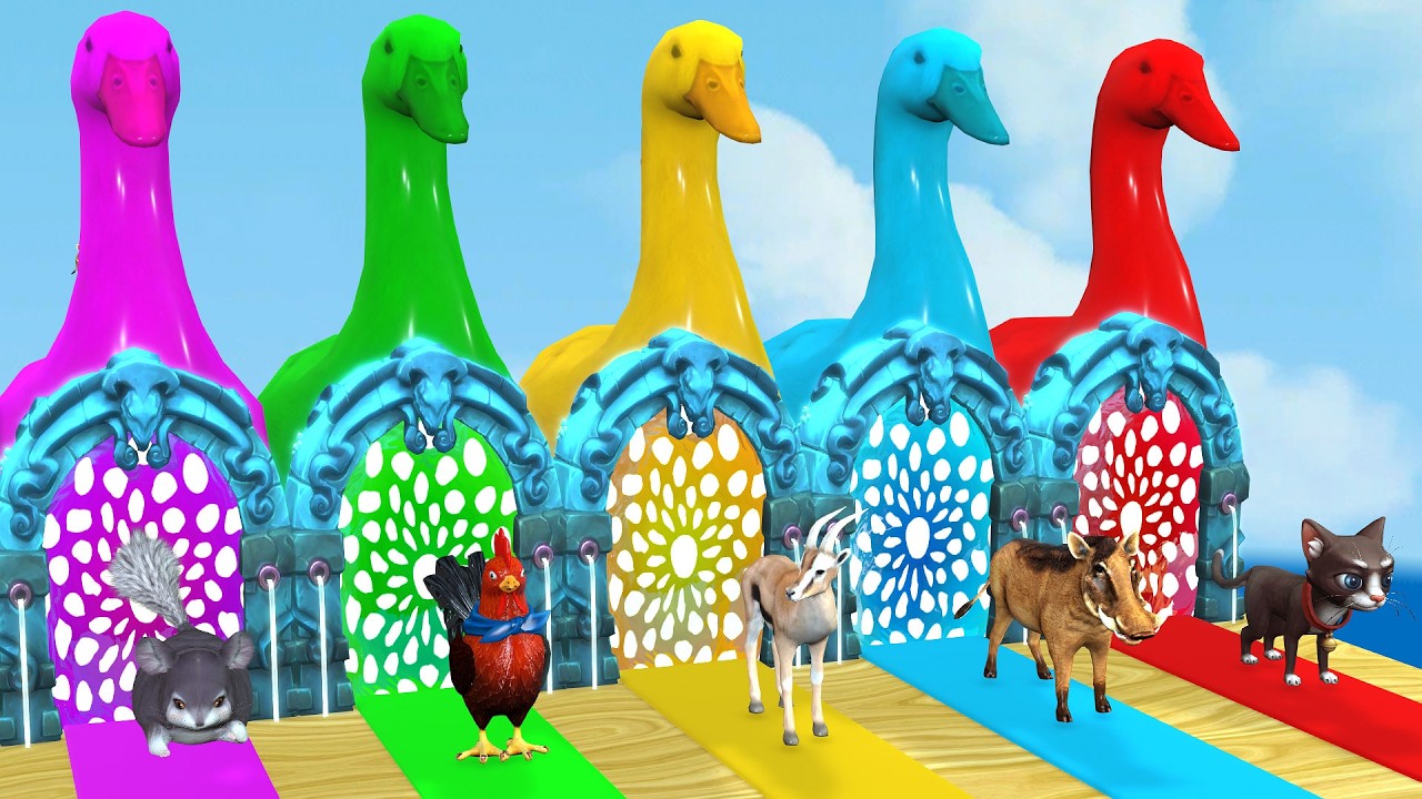 5 GIANT DUCKS and Friends Cross the Famous Fountain in EPIC Animation #507