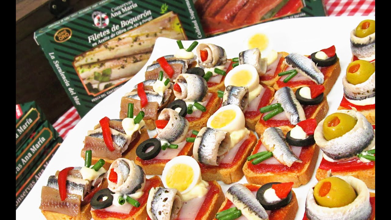 Canapés variados fríos originales fáciles y rápidos con boquerones