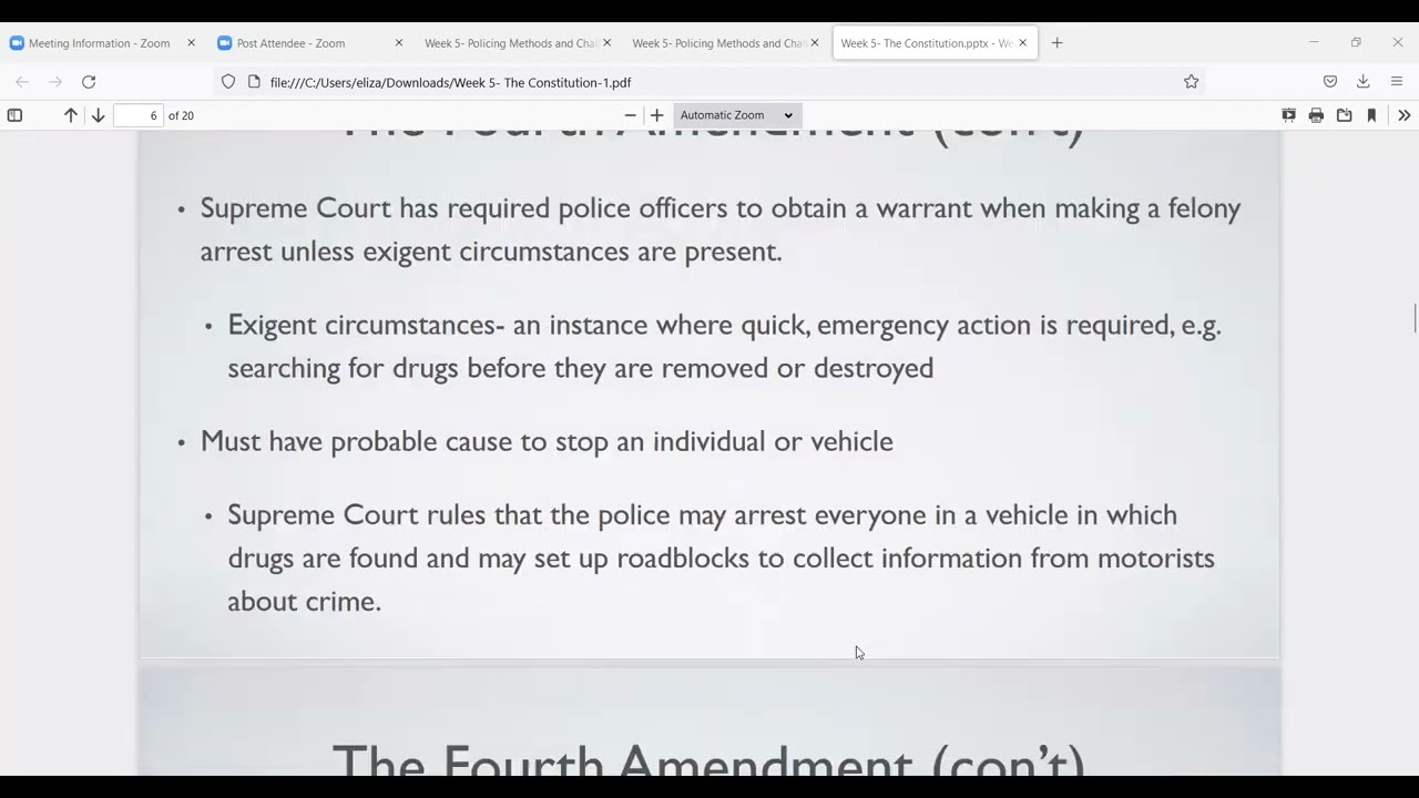Week 5: The Constitution; Policing Methods and Challenges