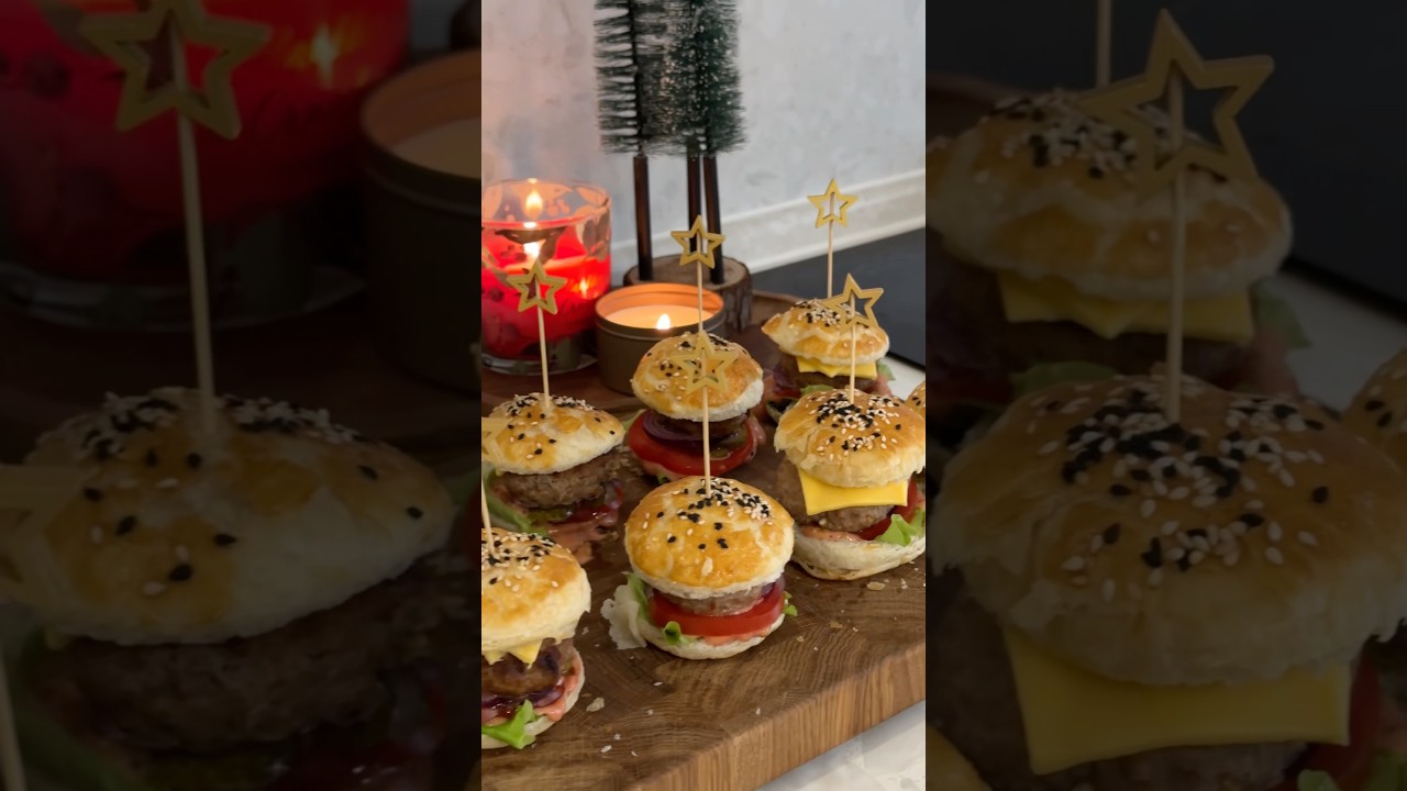 мини-бургеры на новогодний стол🍔🎄#рецепт #закуска #закусканановыйгод #закускинапраздничныйстол