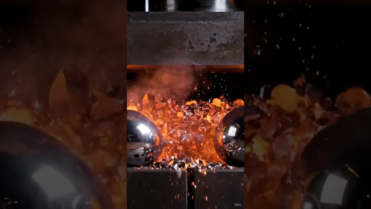 Hydraulic Press Crushing Metal Bearings | Extreme Slow-Mo 4K