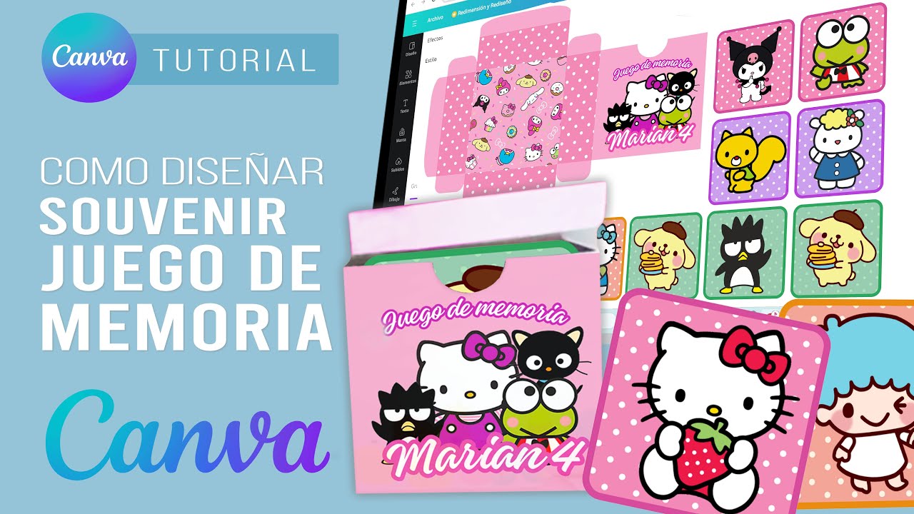 Como hacer un SOUVENIR de JUEGO de MEMORIA para EVENTOS INFANTILES con CANVA paso a paso muy fácil