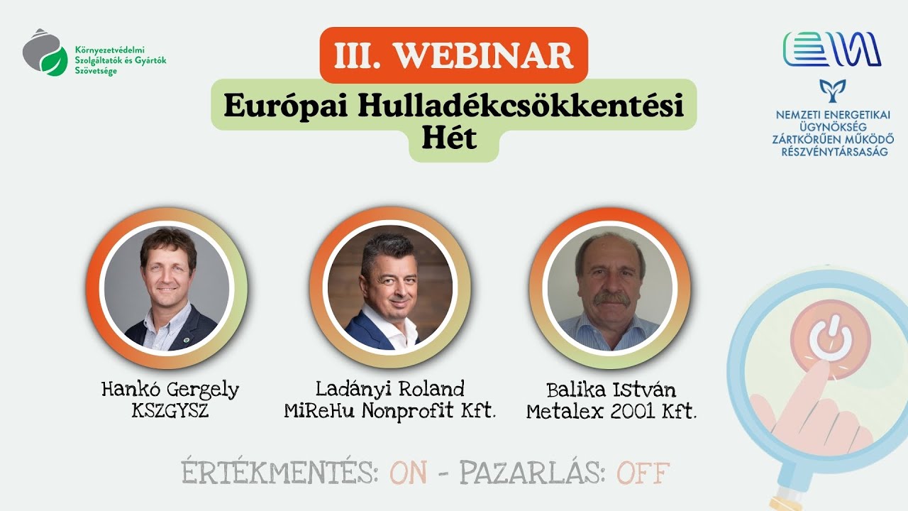Európai Hulladékcsökkentési Hét - 3. Webinar - KSZGYSZ