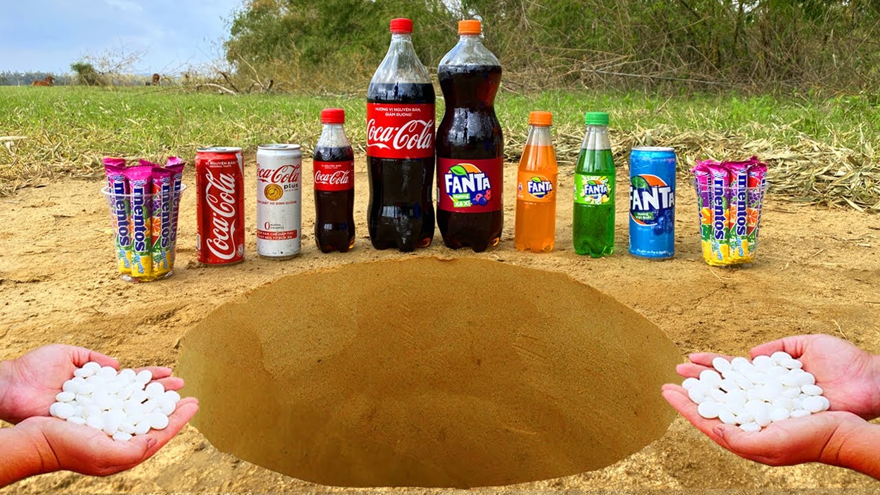 Different Coca Cola VS Different Fanta VS Different Mentos in Big Undeground !