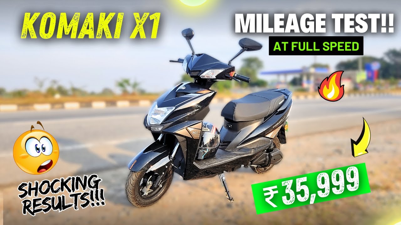 Komaki X1 Electric Scooter | 100 to 0% Mileage Test 🔥| Range & Performance Test 🔥