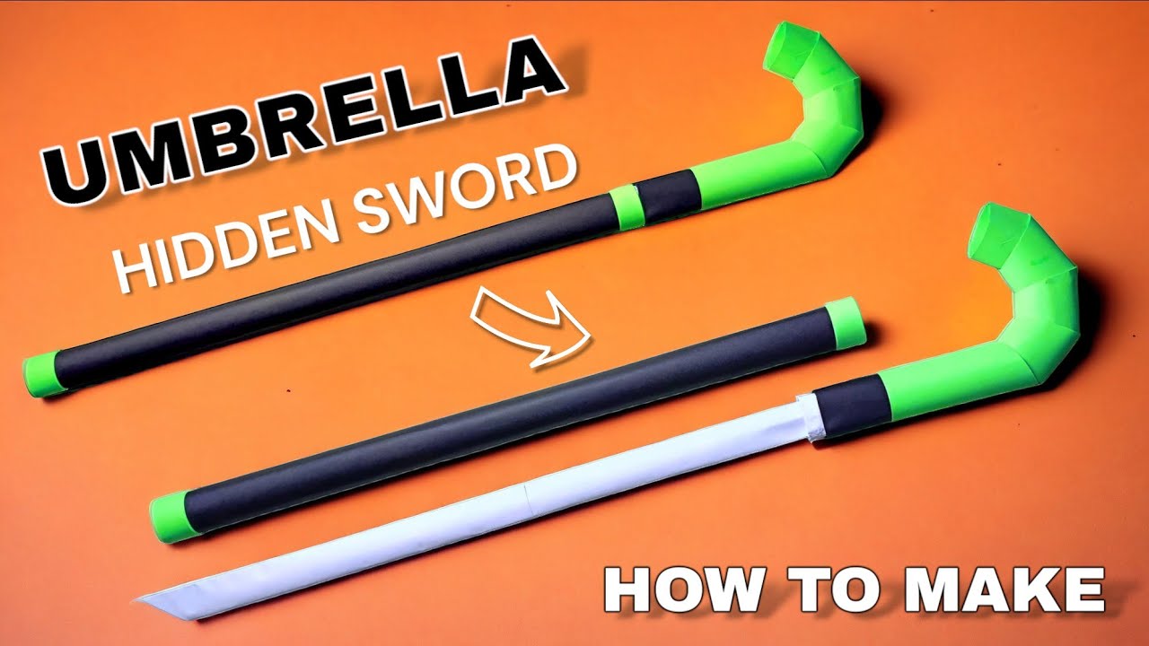 How to make an umbrella hidden sword from paper |  Origami Ken Sword |