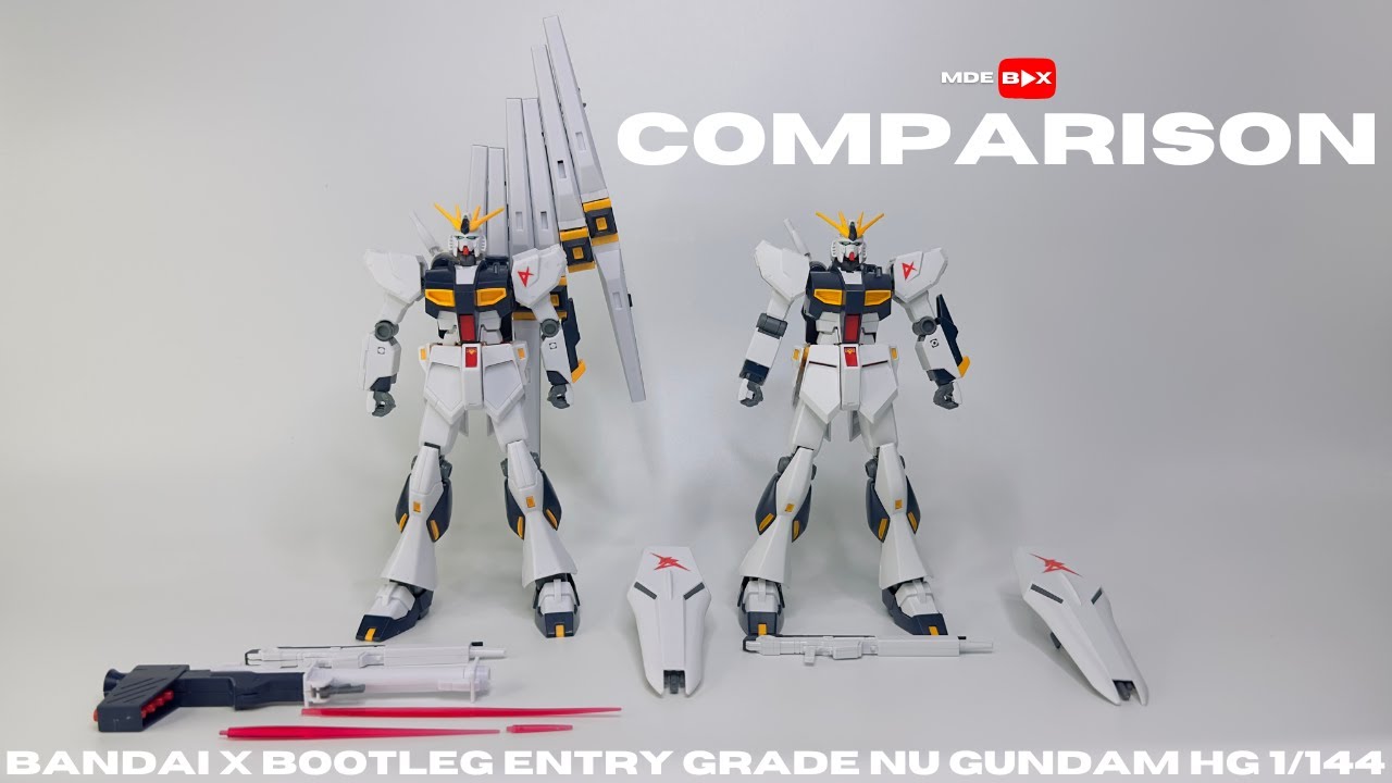 Entry Grade Nu Gundam vs  Bootleg HG Nu Gundam Comparison (Bootleg Vs Bandai)