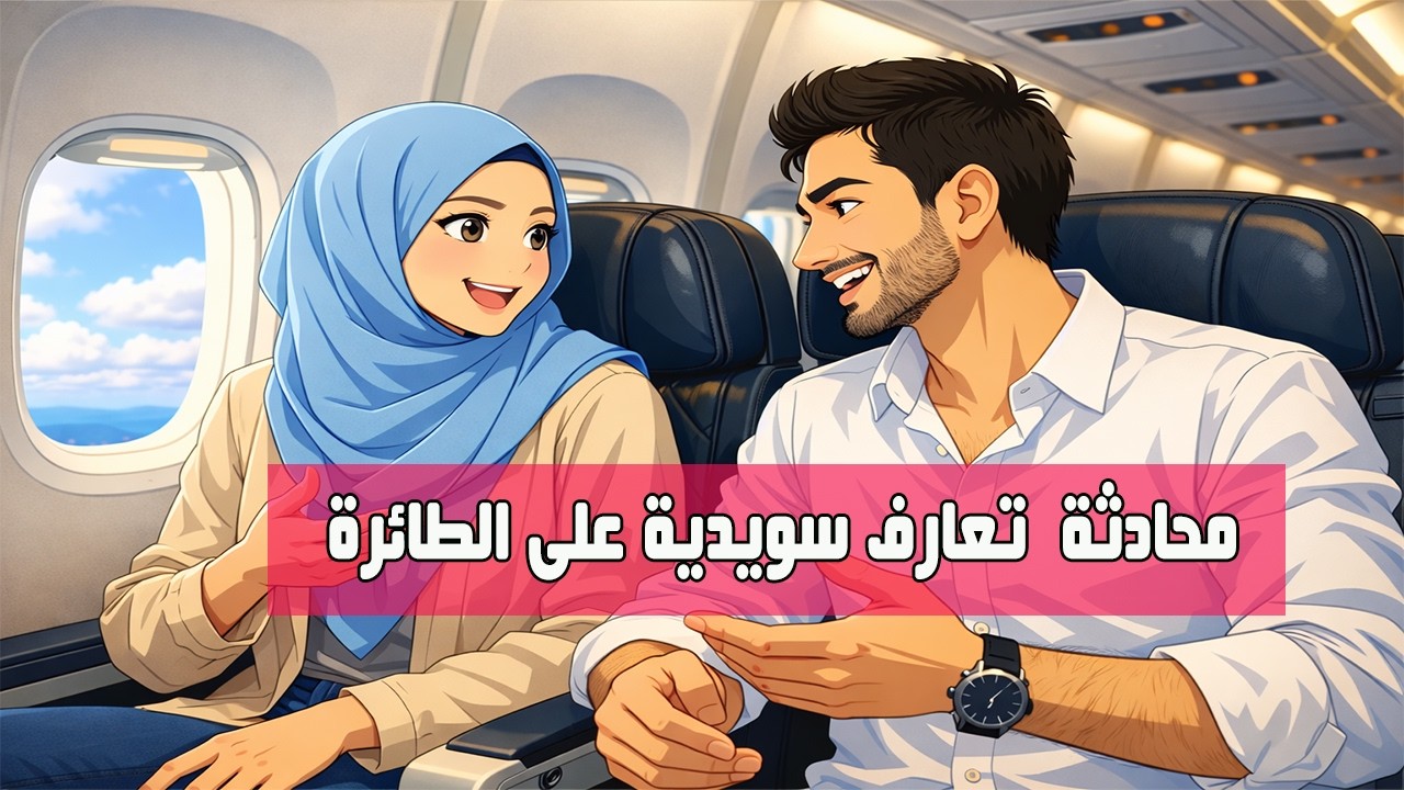محادثة تعارف سويدية بسيطة وواضحة بين رجل وسيدة أثناء رحلة طيران ✈️.