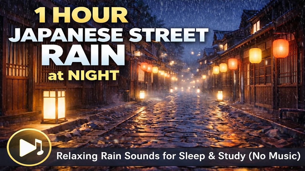 1 Hour Japanese Street Rain at Night 🌧️ Relaxing Rain Sounds for Sleep & Study (No Music)