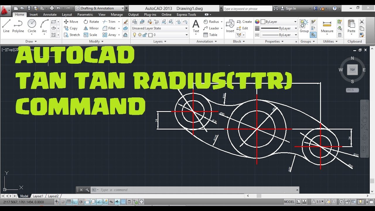 Autocad Tan Tan Radius(ttr) Circle Command-Voiced Video
