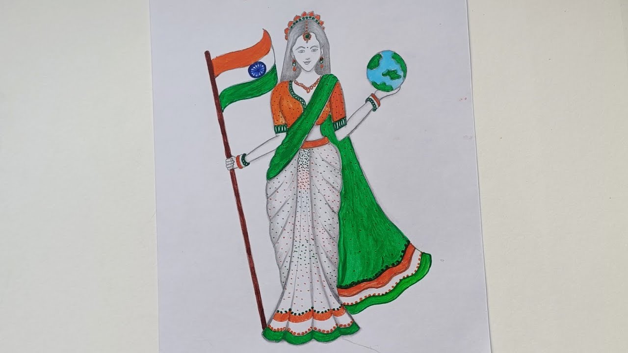 26 January Easy drawing || Bharat Mata totor eal ||